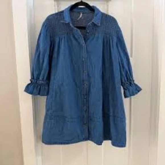 Free People Vanessa Denim Tunic Dress - Picture 1 of 5